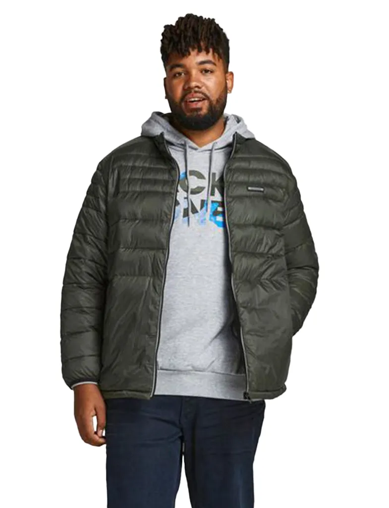 Jack & Jones tussenjas grijs effen rits wijde fit
