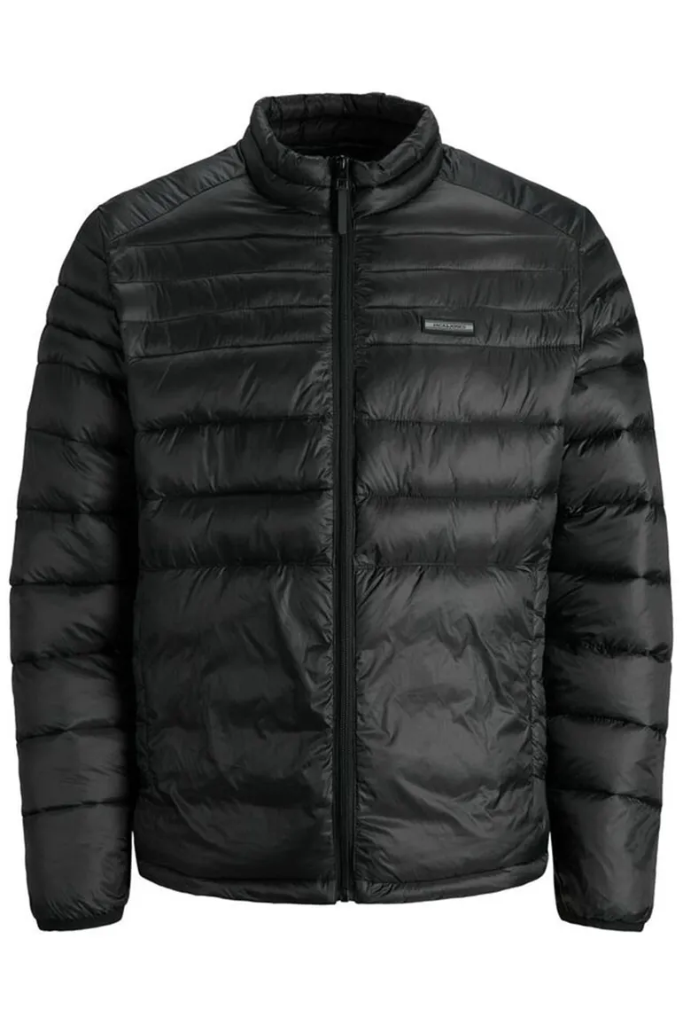 Zwarte effen tussenjas Jack & Jones met rits en wijde fit