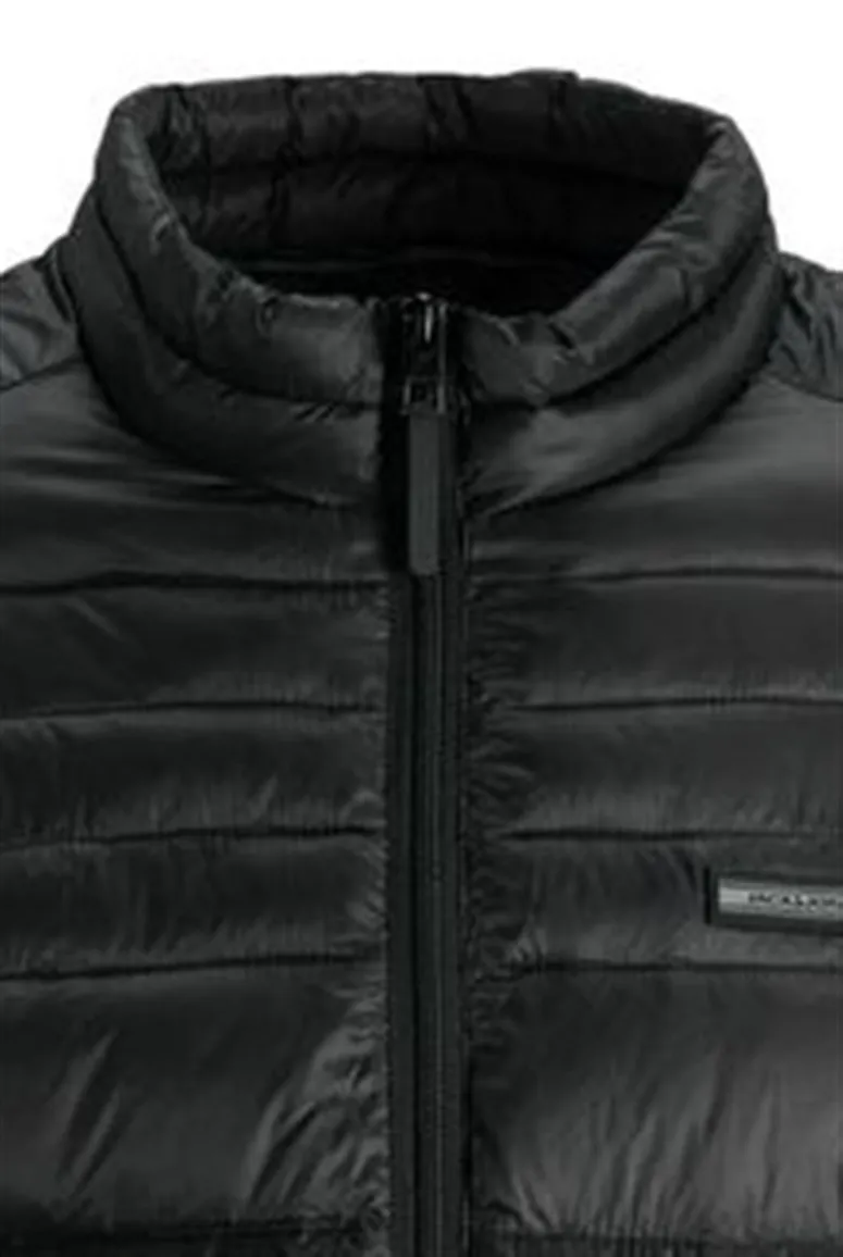 Zwarte effen tussenjas Jack & Jones met rits en wijde fit