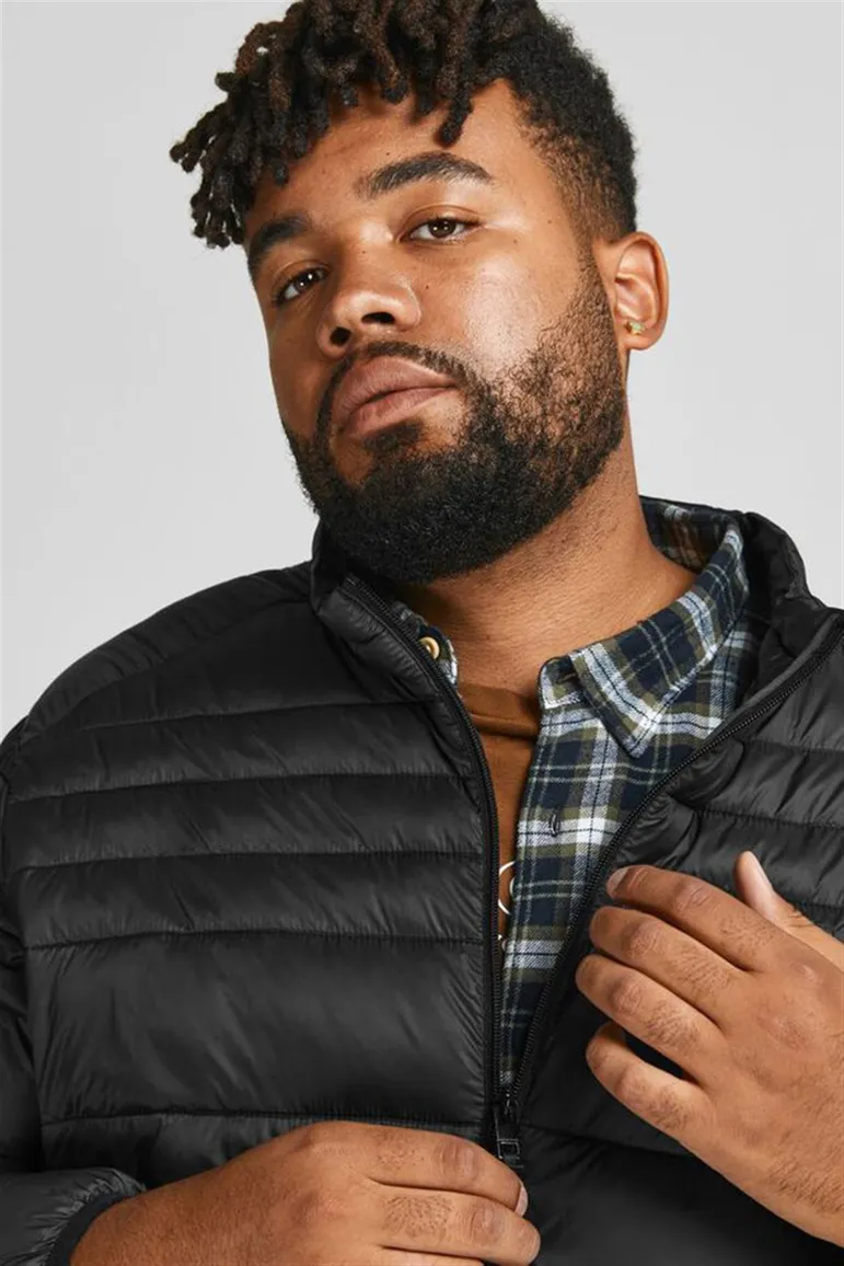Zwarte effen tussenjas Jack & Jones met rits en wijde fit