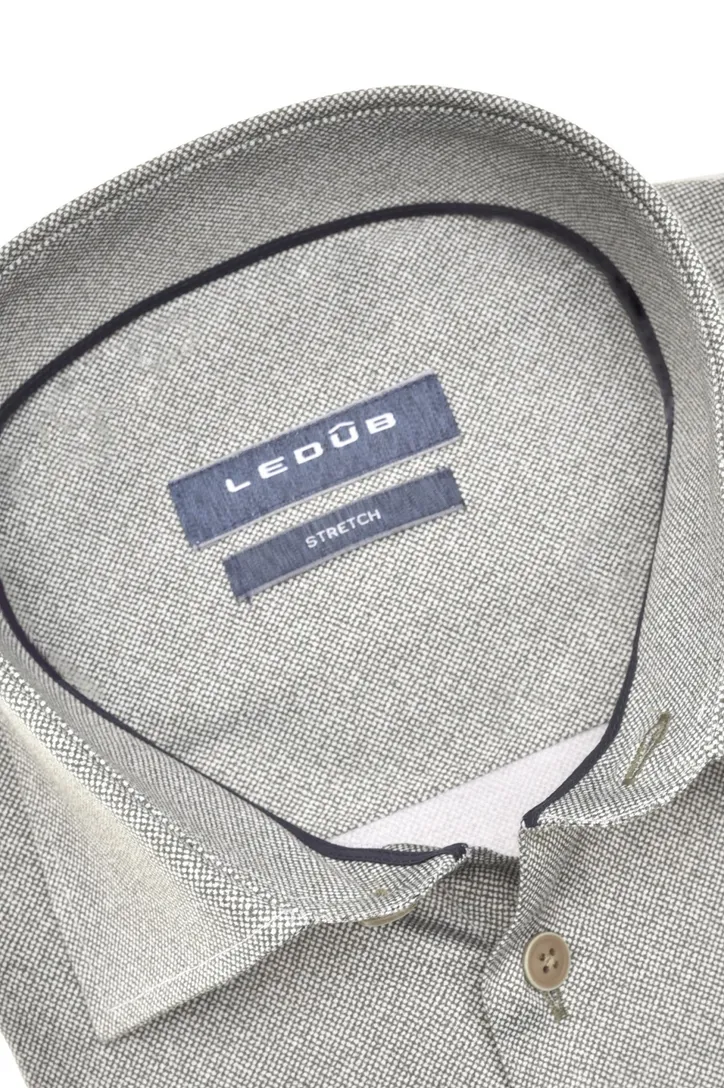 Ledub overhemd Modern Fit stretch groen