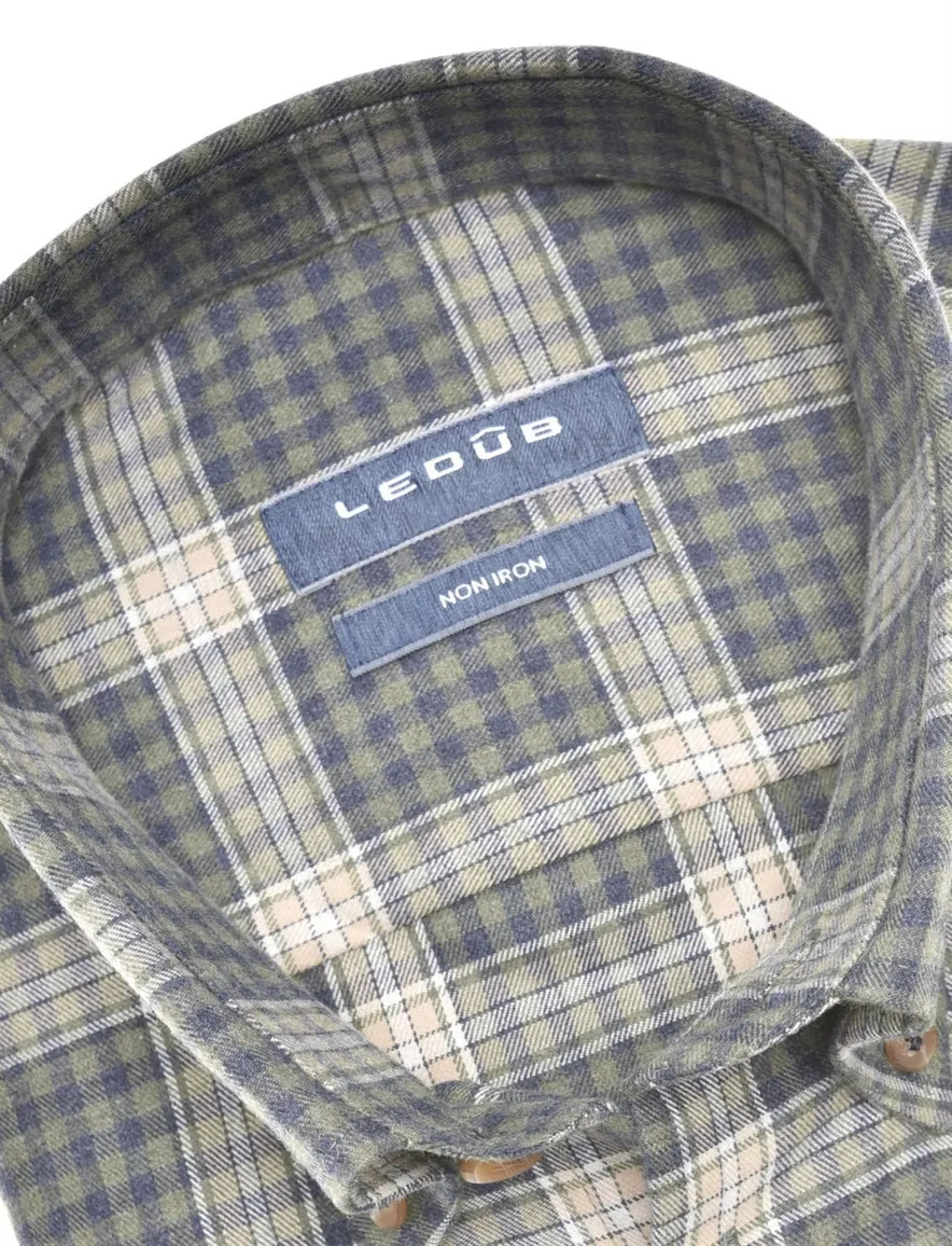 Ledub overhemd Modern Fit groene ruit