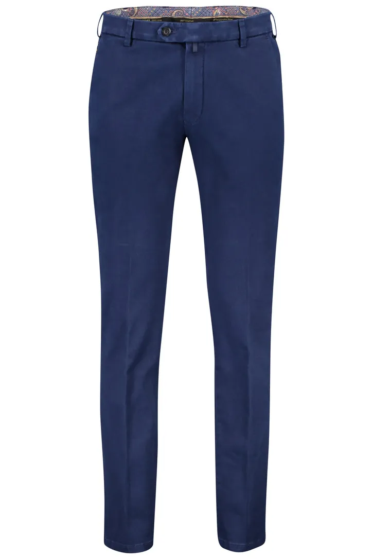 Meyer katoenen broek blauw effen Bonn