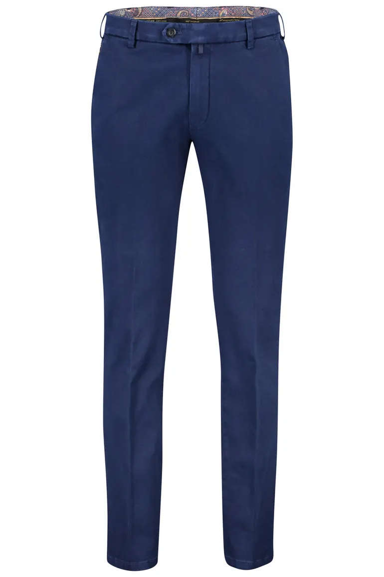 Meyer katoenen broek Bonn donkerblauw met steekzakken