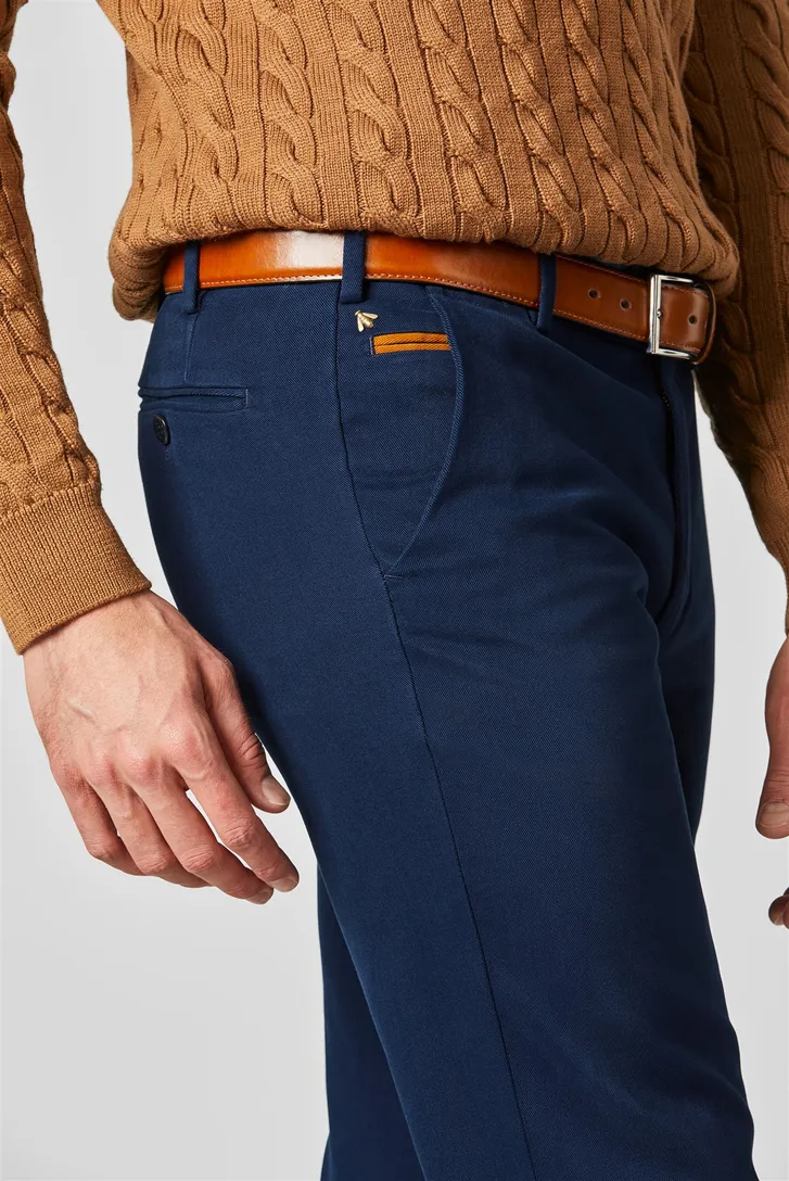 Meyer katoenen broek blauw effen Bonn