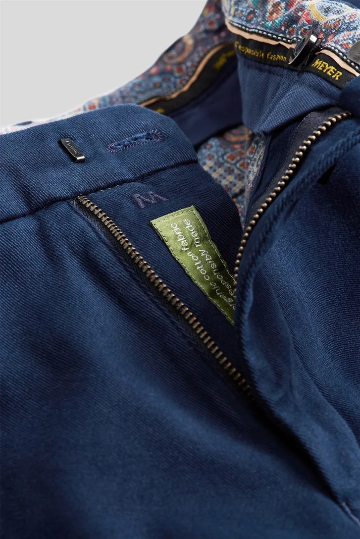 Meyer katoenen broek blauw effen Bonn