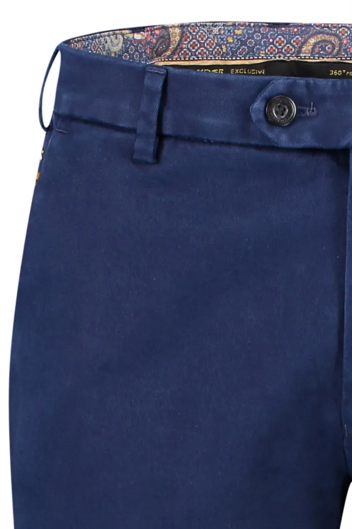 Meyer katoenen broek blauw effen Bonn