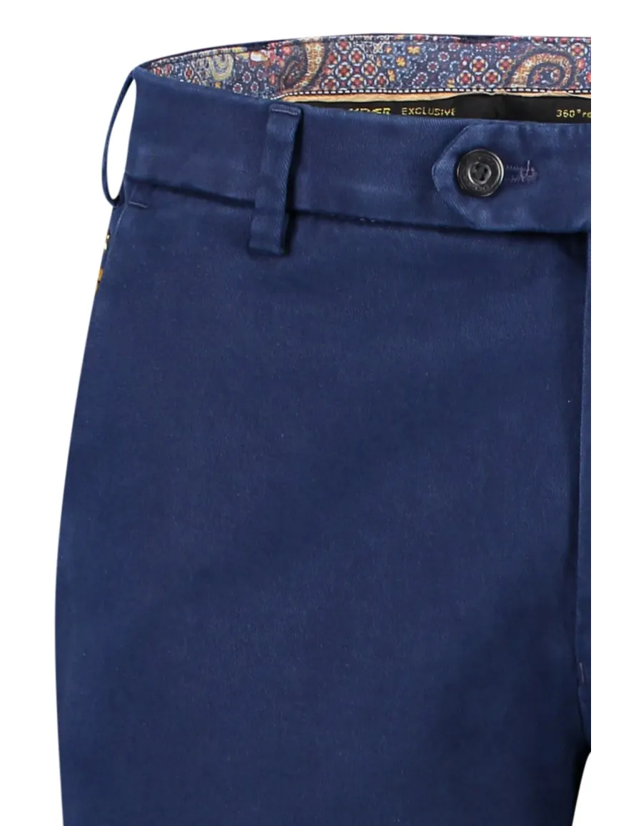 Meyer katoenen broek Bonn donkerblauw met steekzakken