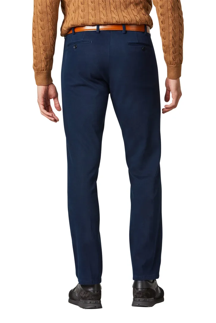 Meyer katoenen broek blauw effen Bonn
