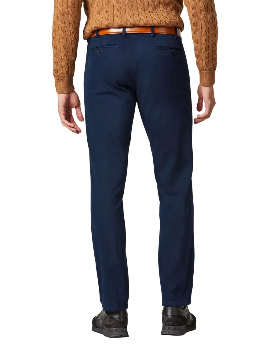 Meyer katoenen broek Bonn donkerblauw met steekzakken