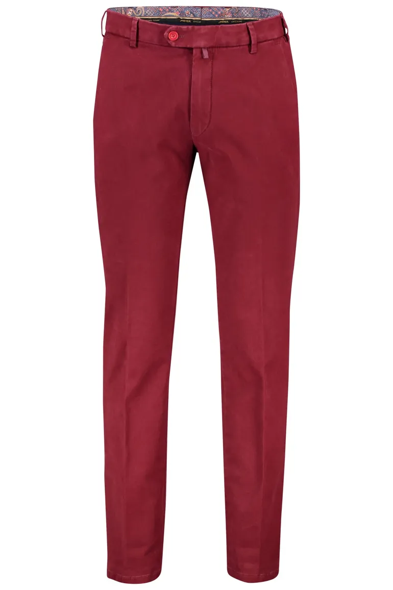 Broek Meyer bordeaux effen katoen Bonn