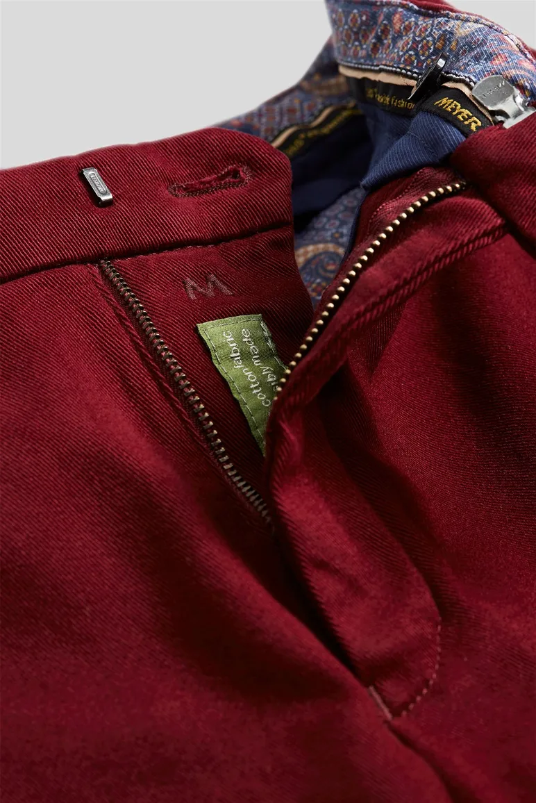 Broek Meyer bordeaux effen katoen Bonn