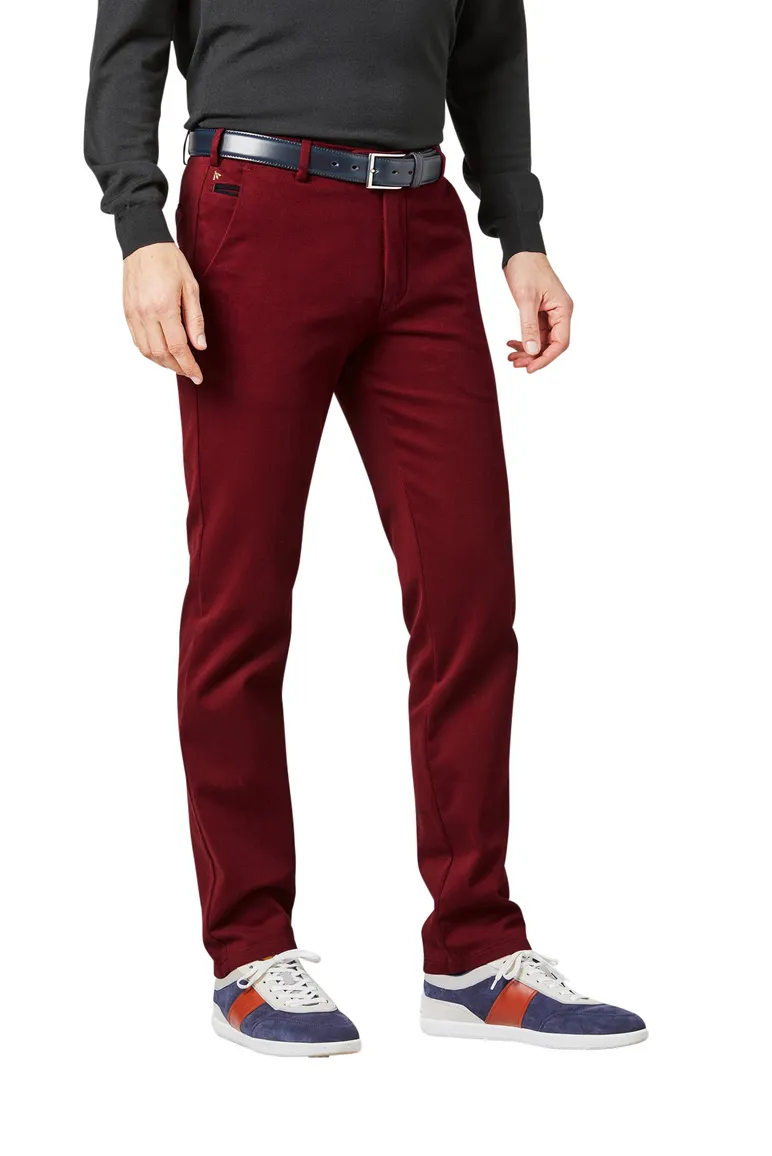 Broek Meyer bordeaux effen katoen Bonn