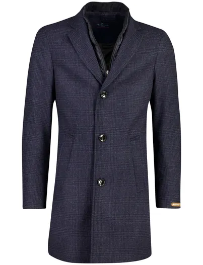 Portofino Portofino overjas donkerblauw geruit wol waterafstotend