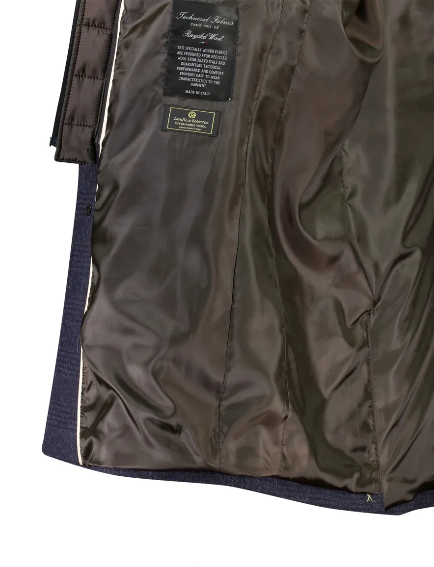 Portofino overjas donkerblauw geruit wol waterafstotend