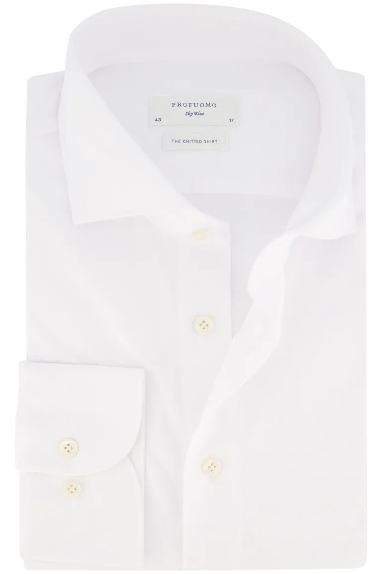 Profuomo business overhemd slim fit wit effen katoen wide spread