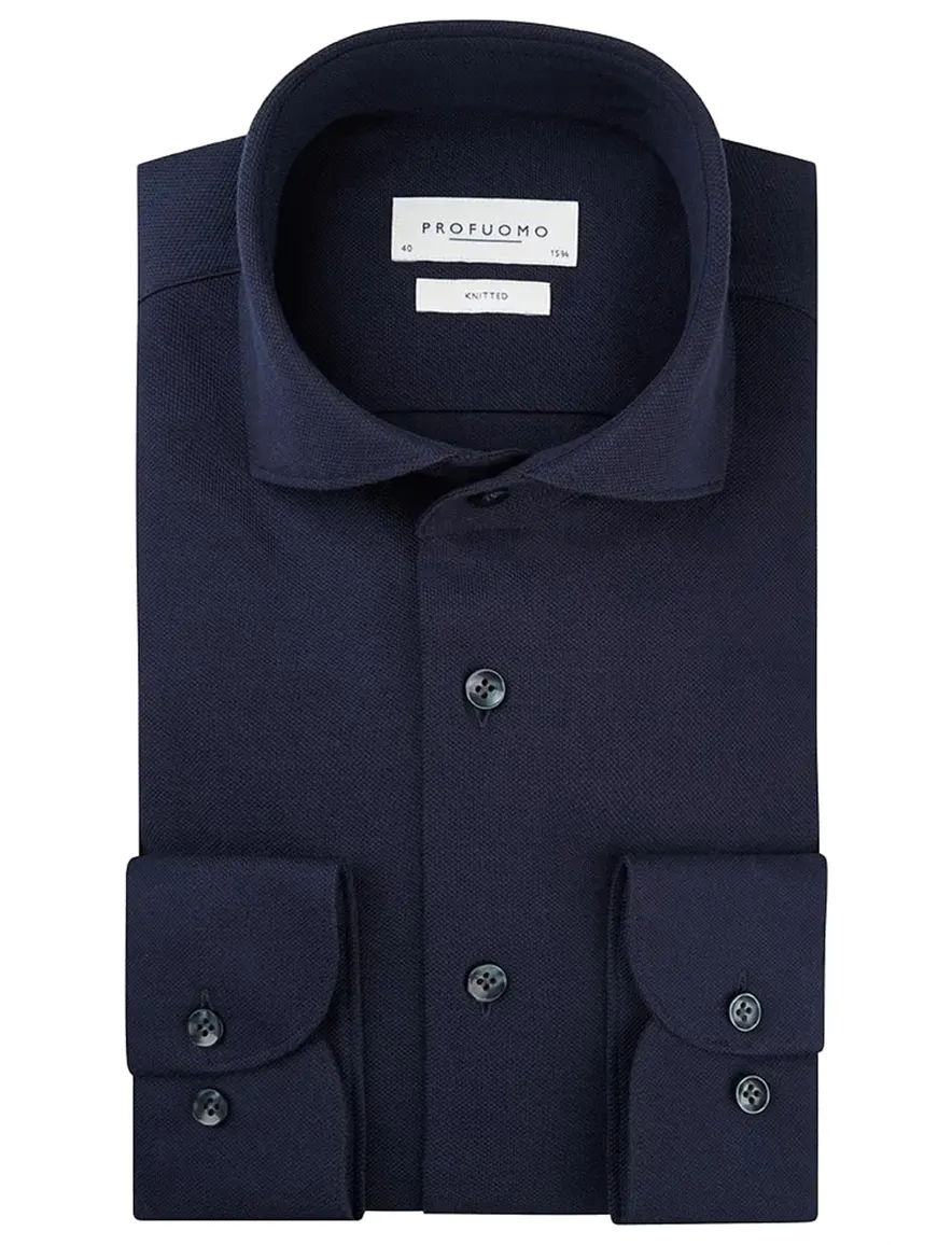 Profuomo overhemd navy knitted