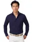 Donkerblauw knitted overhemd Profuomo slim fit