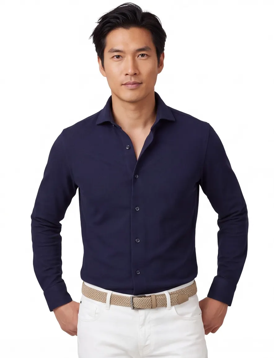 Profuomo overhemd navy knitted