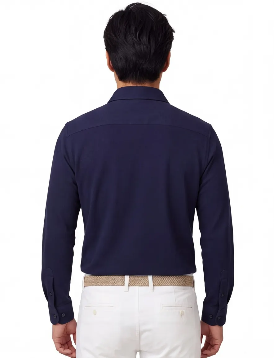Profuomo overhemd navy knitted