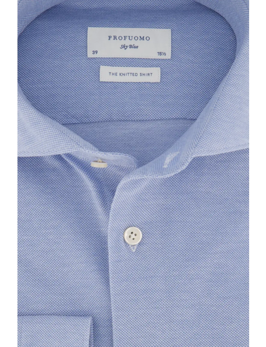 Profuomo overhemd blauw Slim Fit Knitted