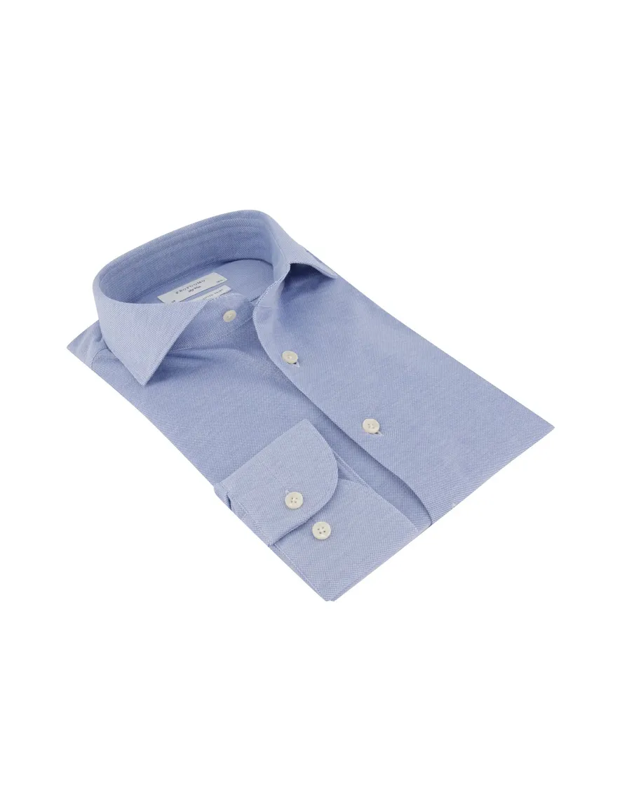 Profuomo overhemd blauw Slim Fit Knitted