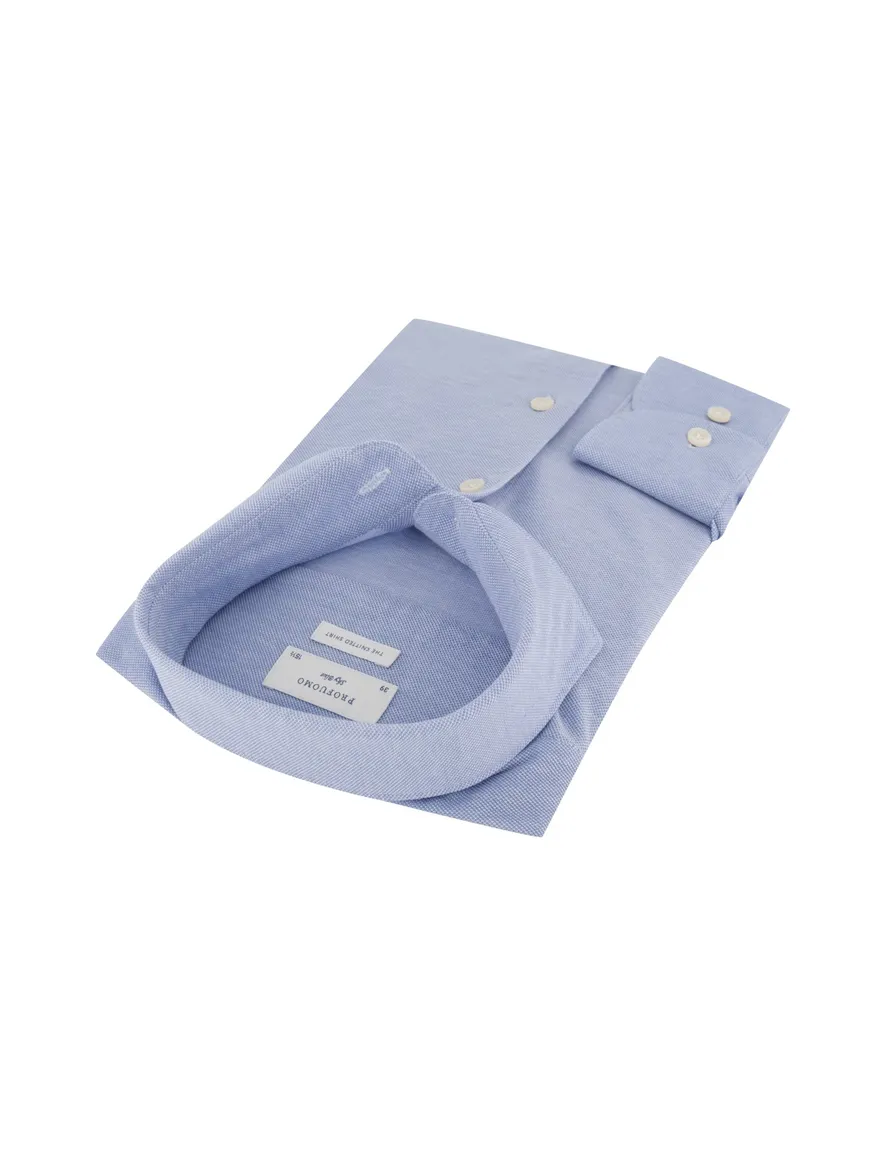 Profuomo overhemd blauw Slim Fit Knitted