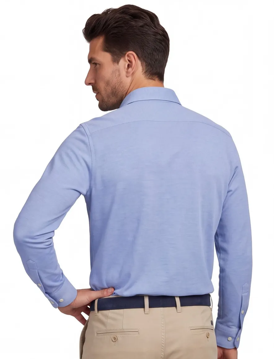 Profuomo overhemd blauw Slim Fit Knitted
