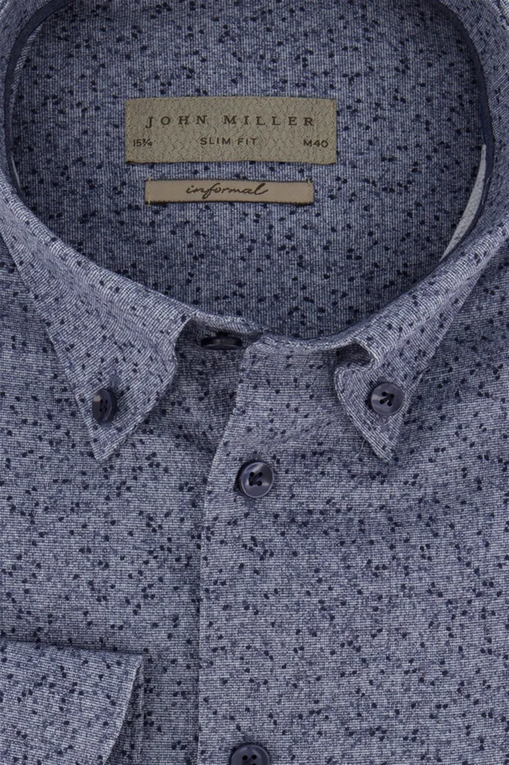John Miller business overhemd slim fit blauw geprint