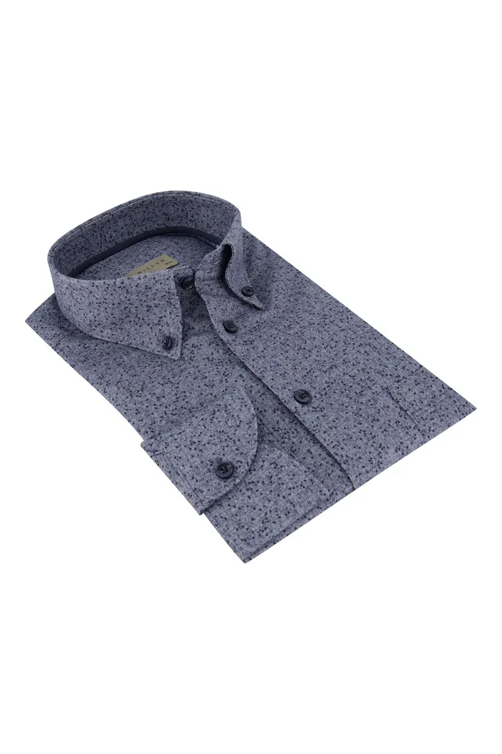 John Miller business overhemd slim fit blauw geprint