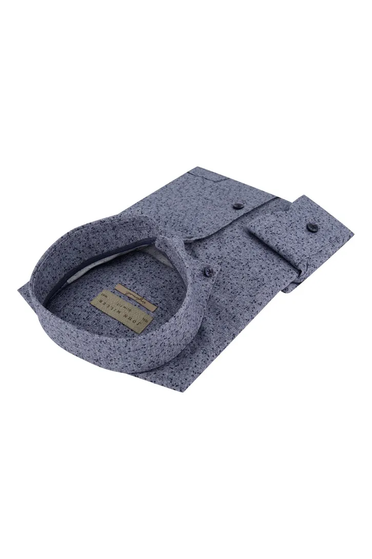 John Miller business overhemd slim fit blauw geprint