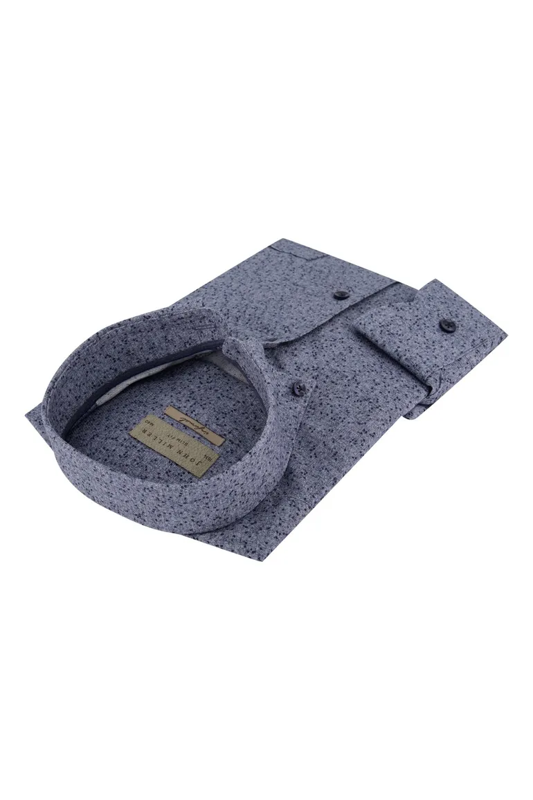 John Miller overhemd Slim Fit blauw print
