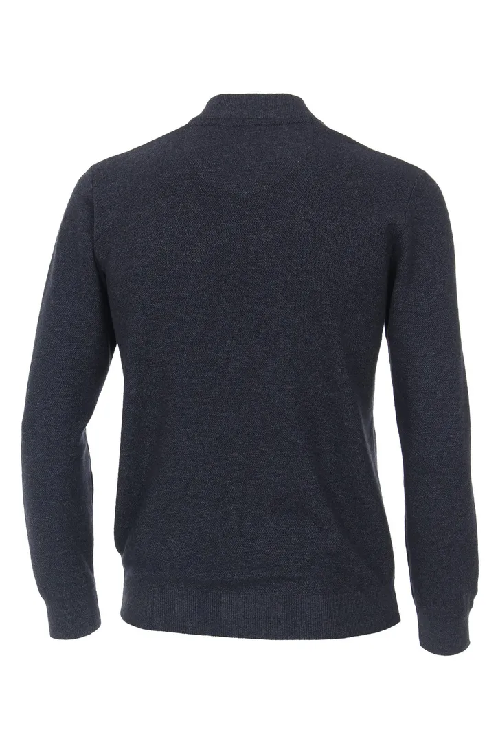 Casa Moda vest donkerblauw effen katoen rits