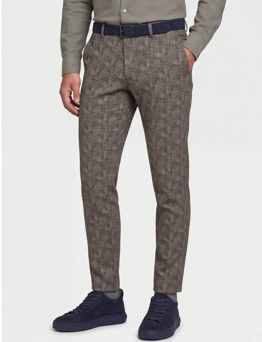 katoenen broek Vanguard beige geruit katoen