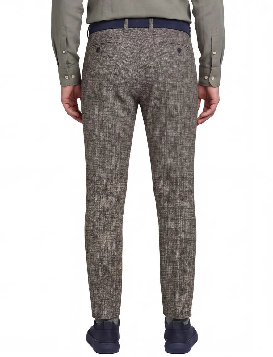 katoenen broek Vanguard beige geruit katoen