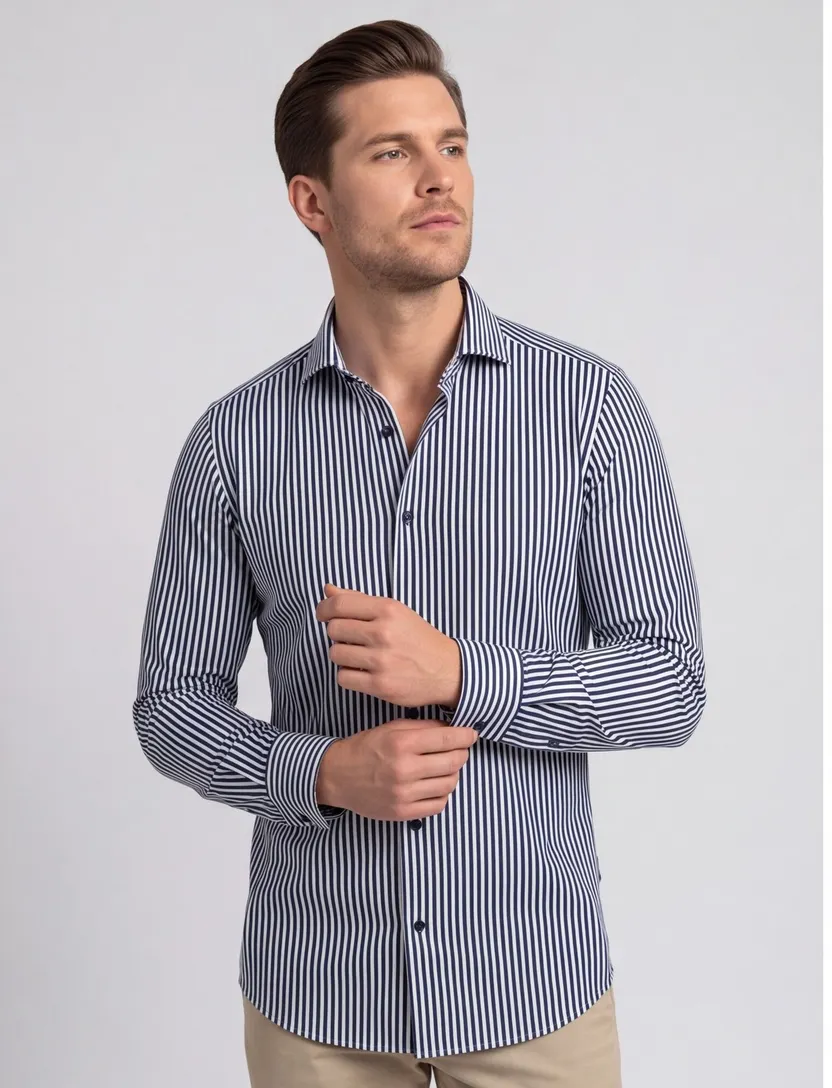 Overhemd Olymp Modern Fit navy streep