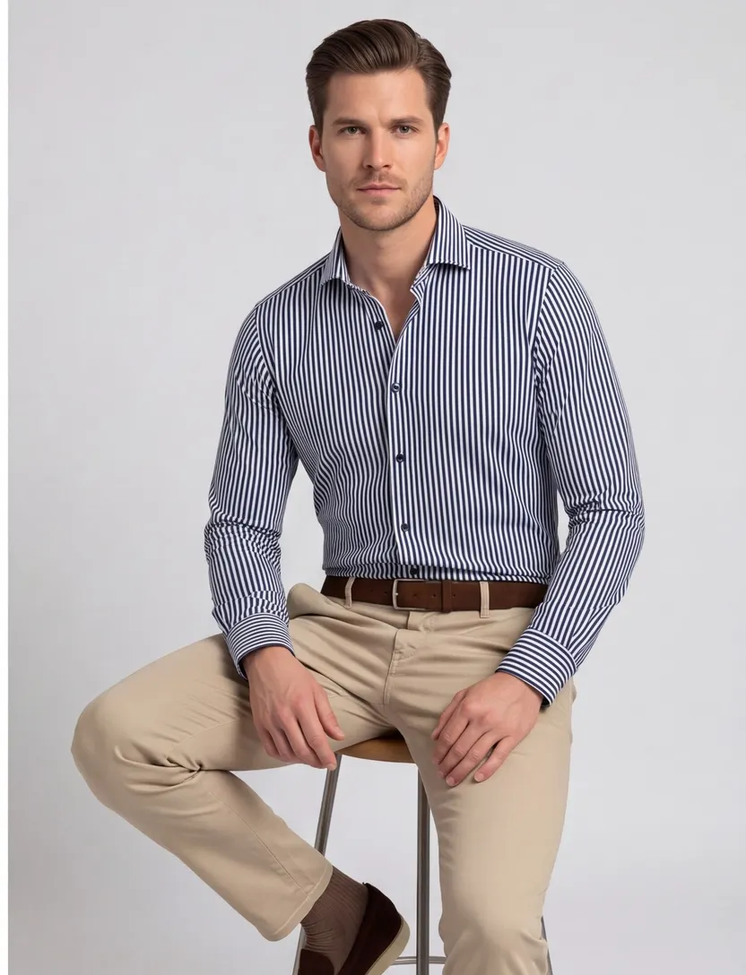 Overhemd Olymp Modern Fit navy streep