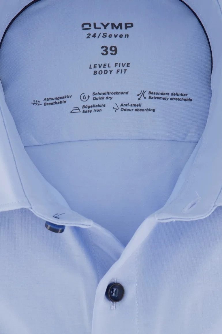 Olymp Level Five body fit business overhemd lichtblauw