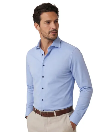 Olymp Overhemd Olymp blauw knitted No. Six Super Slim