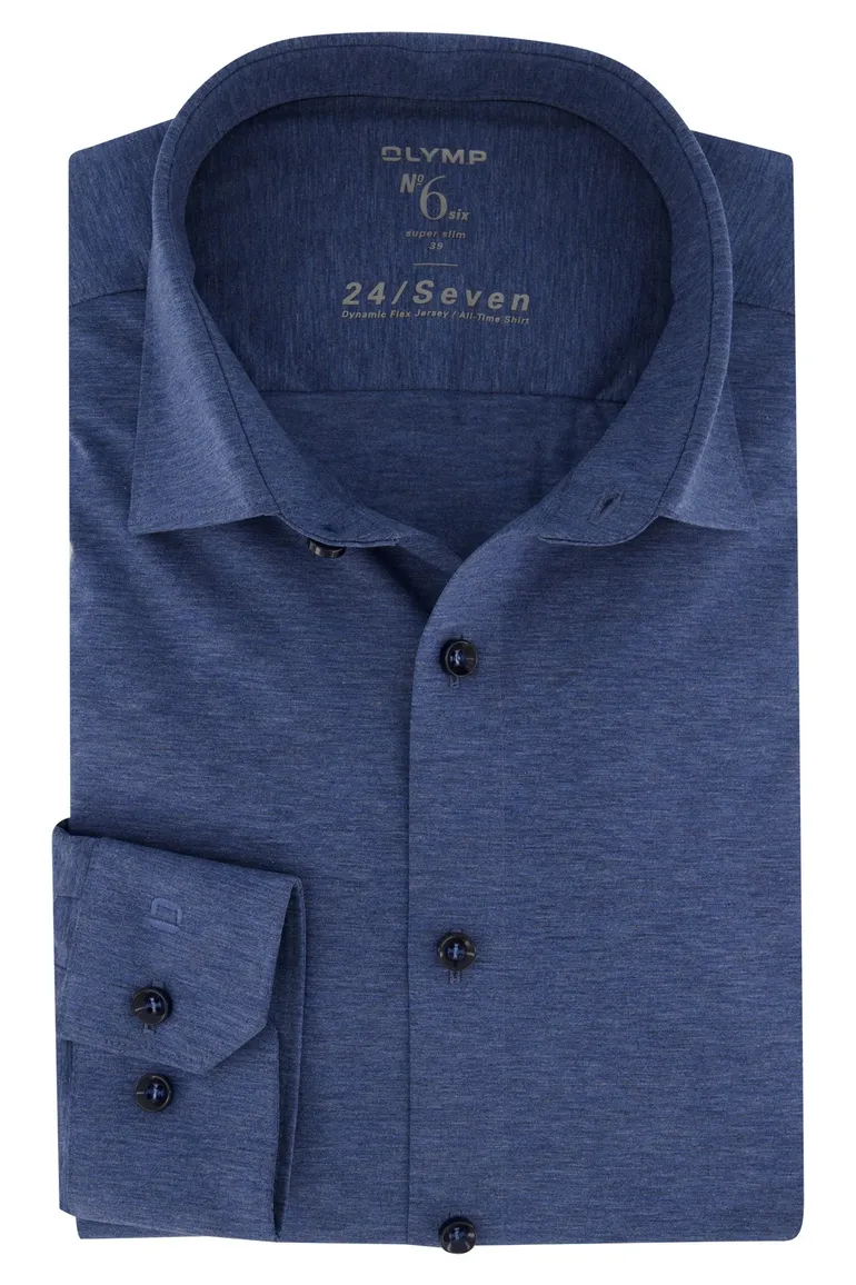 Olymp overhemd donkerblauw gemeleerd Super Slim
