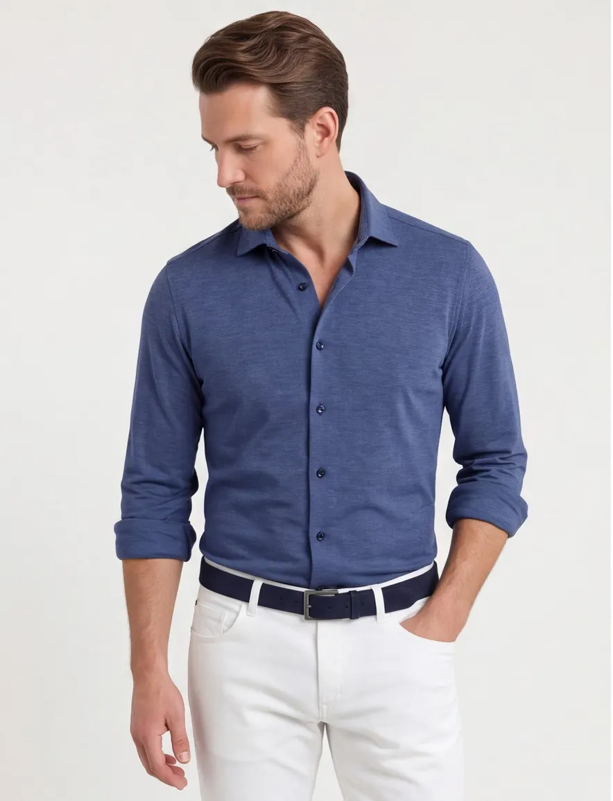 Olymp overhemd donkerblauw gemeleerd Super Slim