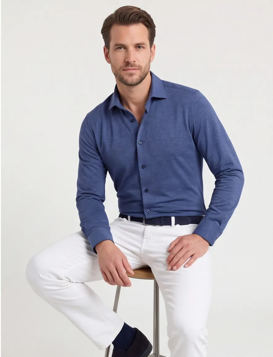 Olymp overhemd donkerblauw gemeleerd Super Slim