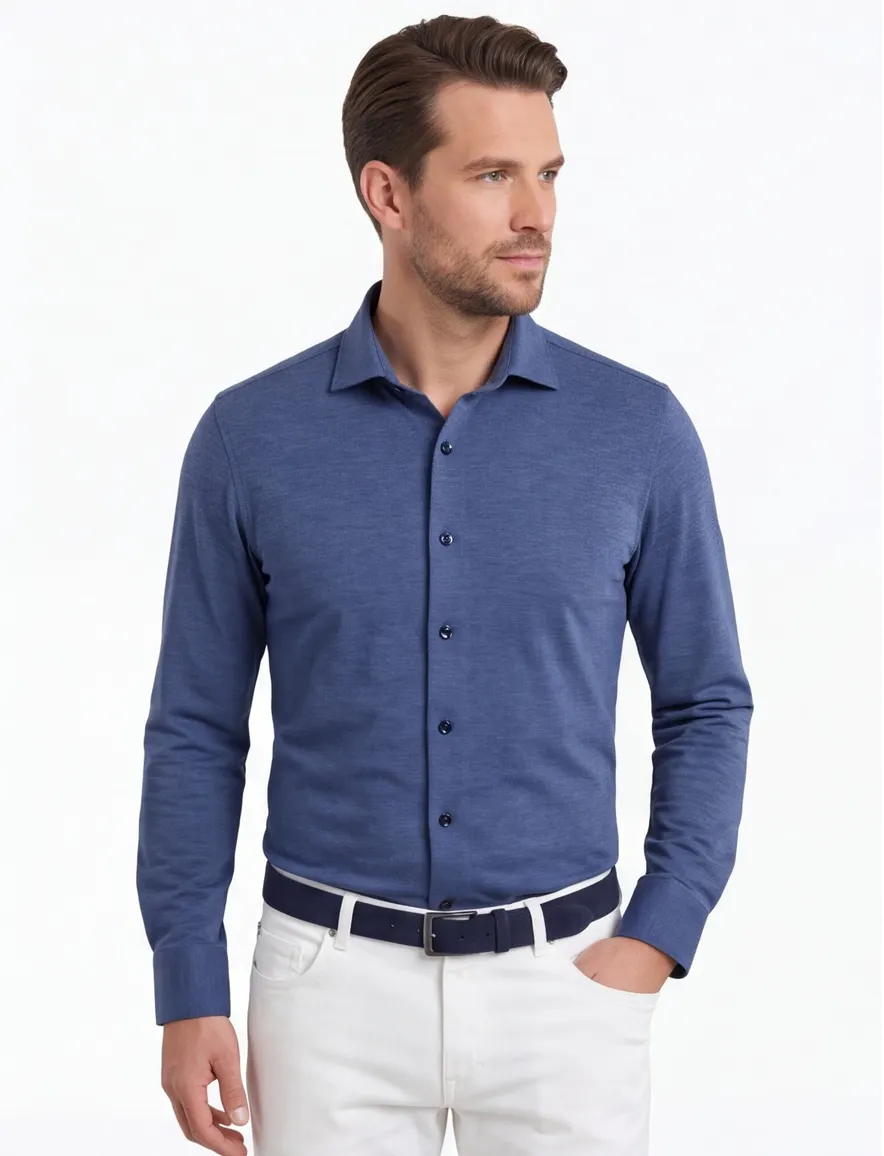 Olymp overhemd donkerblauw gemeleerd Super Slim