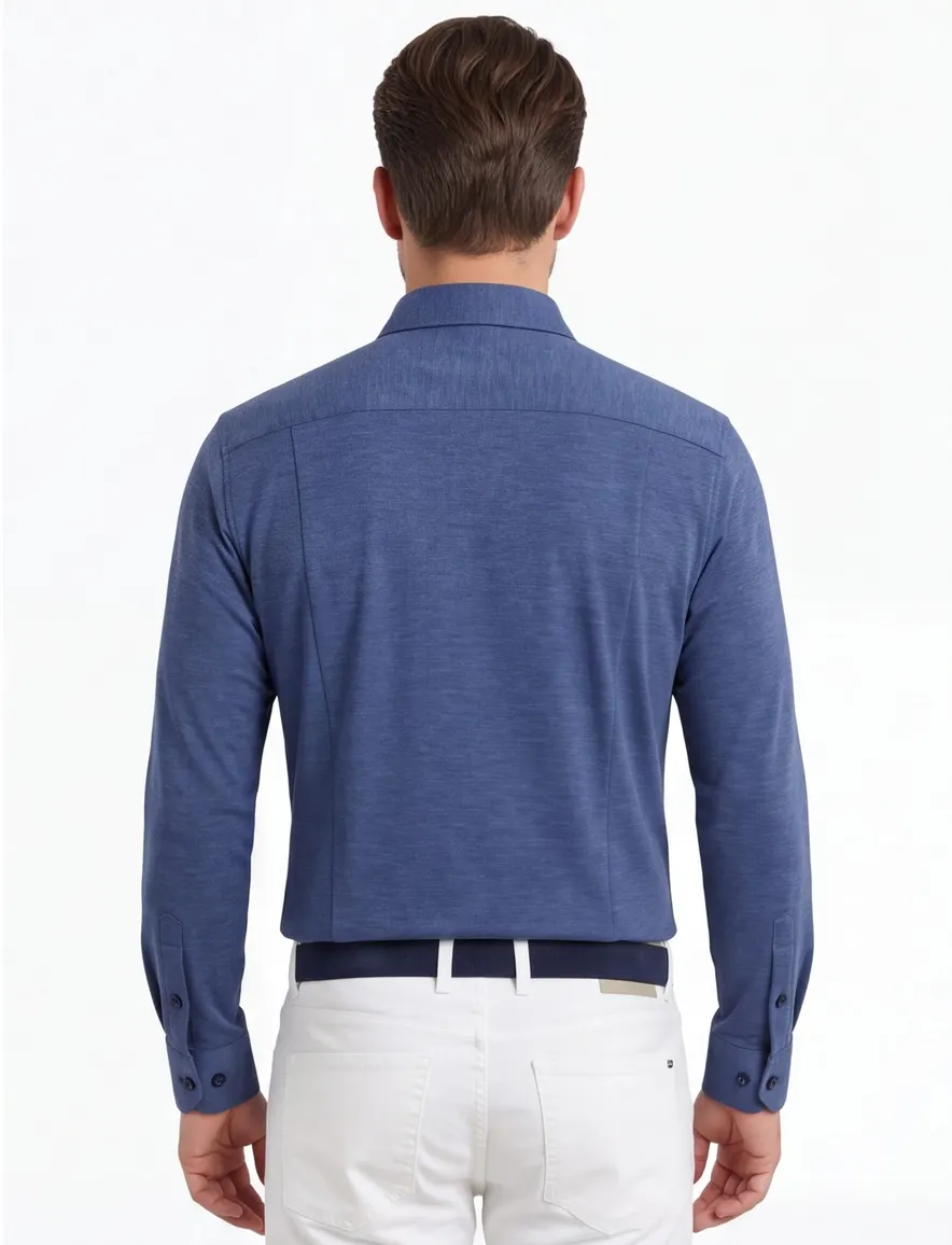 Olymp overhemd donkerblauw gemeleerd Super Slim