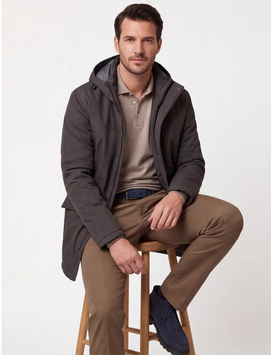 Pierre Cardin jas capuchon half lang