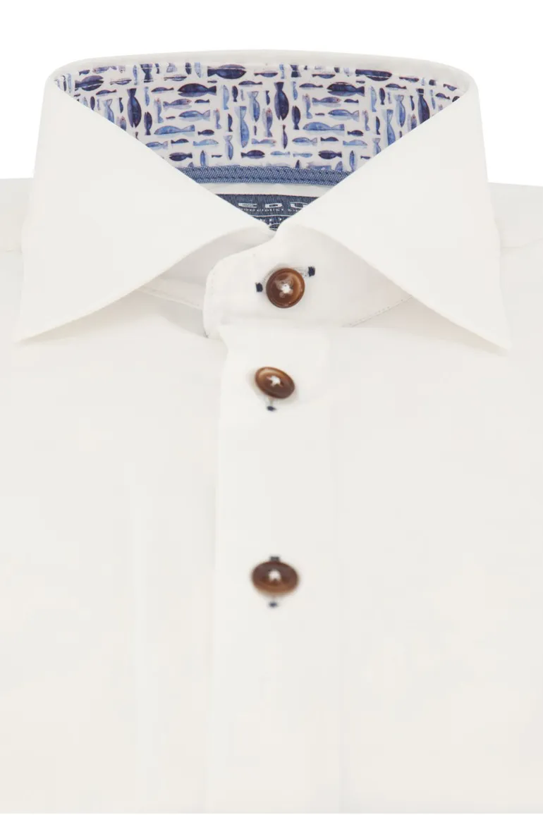 business overhemd Ledub wit effen katoen slim fit