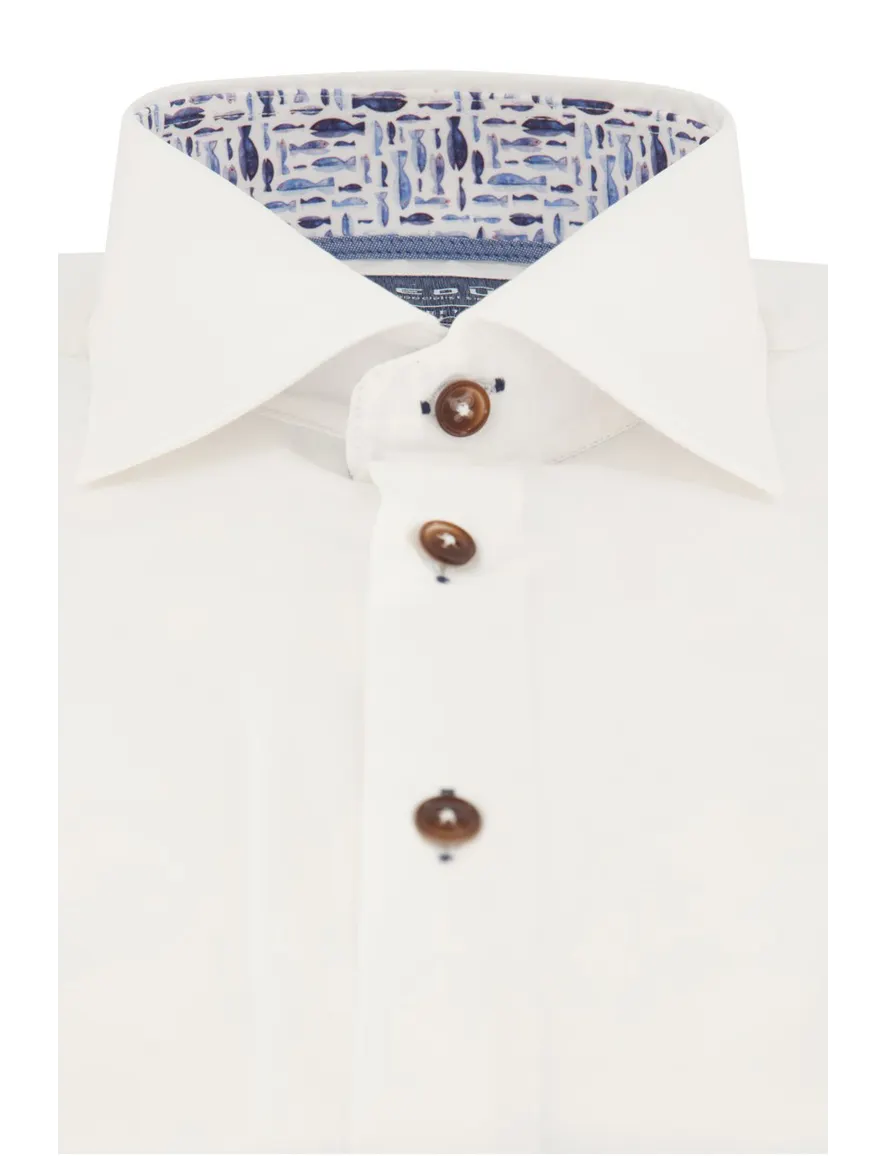 Ledub business overhemd slim fit wit effen katoen