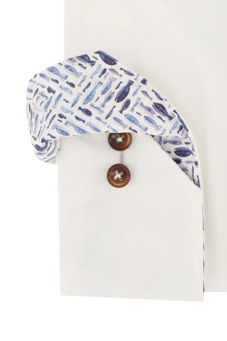 business overhemd Ledub wit effen katoen slim fit