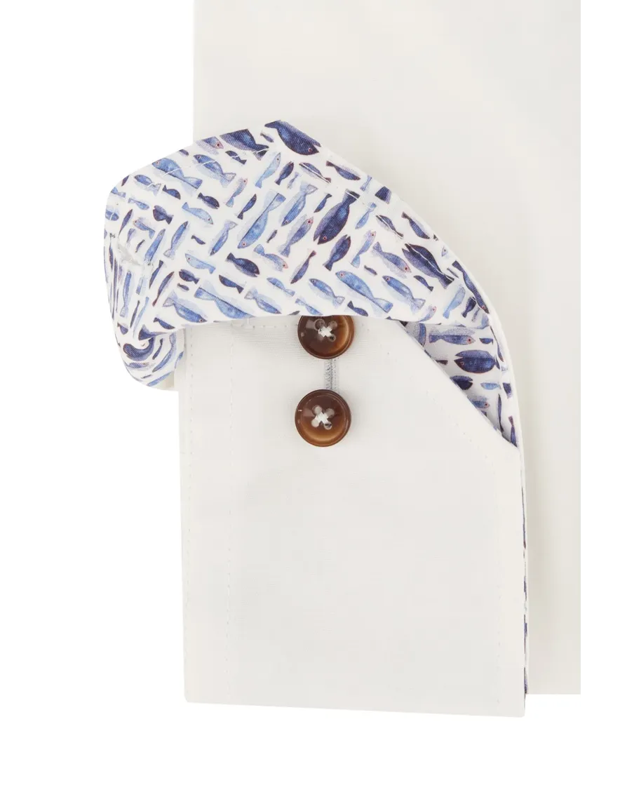 Ledub business overhemd slim fit wit effen katoen