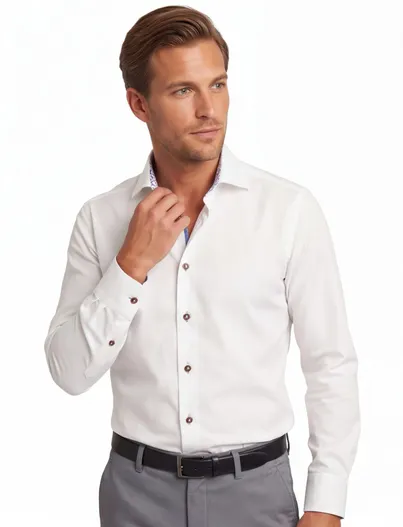 Ledub Ledub business overhemd slim fit wit effen katoen
